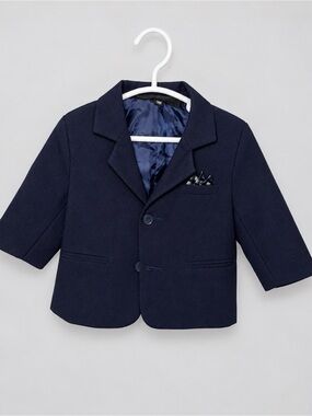 Platinum Baby Boys Navy Blue Blazer 9M Formal Suit Jacket with Pocket Square